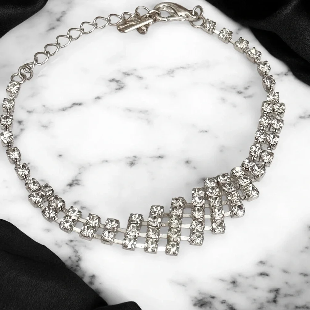 Timeless Classic Aged Silver Tone Rhinestone Bracelet